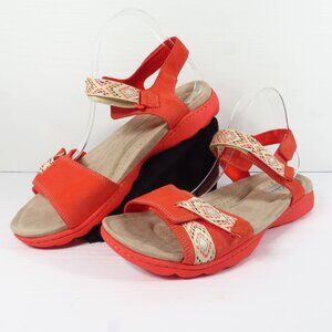 Clarks Collection Adjustable Suede Sandals Amanda Sprint Coral Pink Women's 10 W
